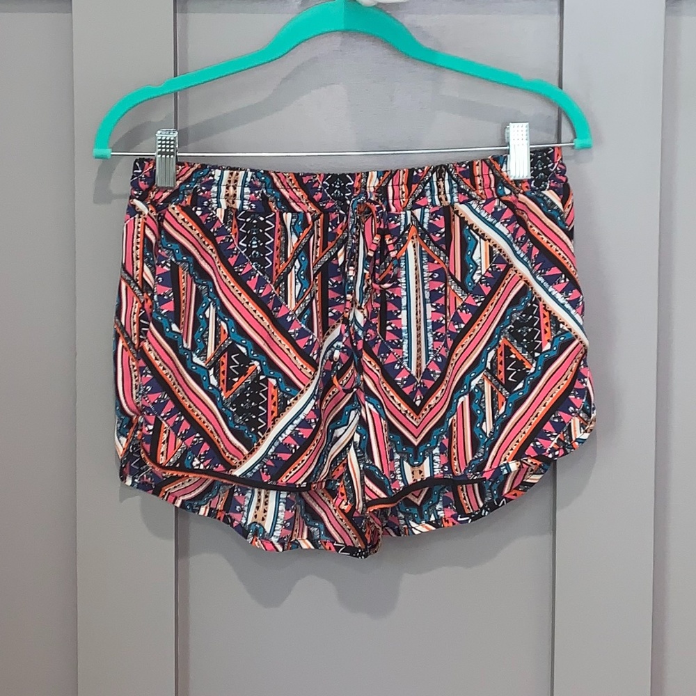Aqua Tribal Aztec Print Flowy Shorts